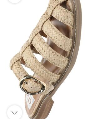 DV by Dolce Vita Beige Braided Leather Slide Sandals with Gold Buckle